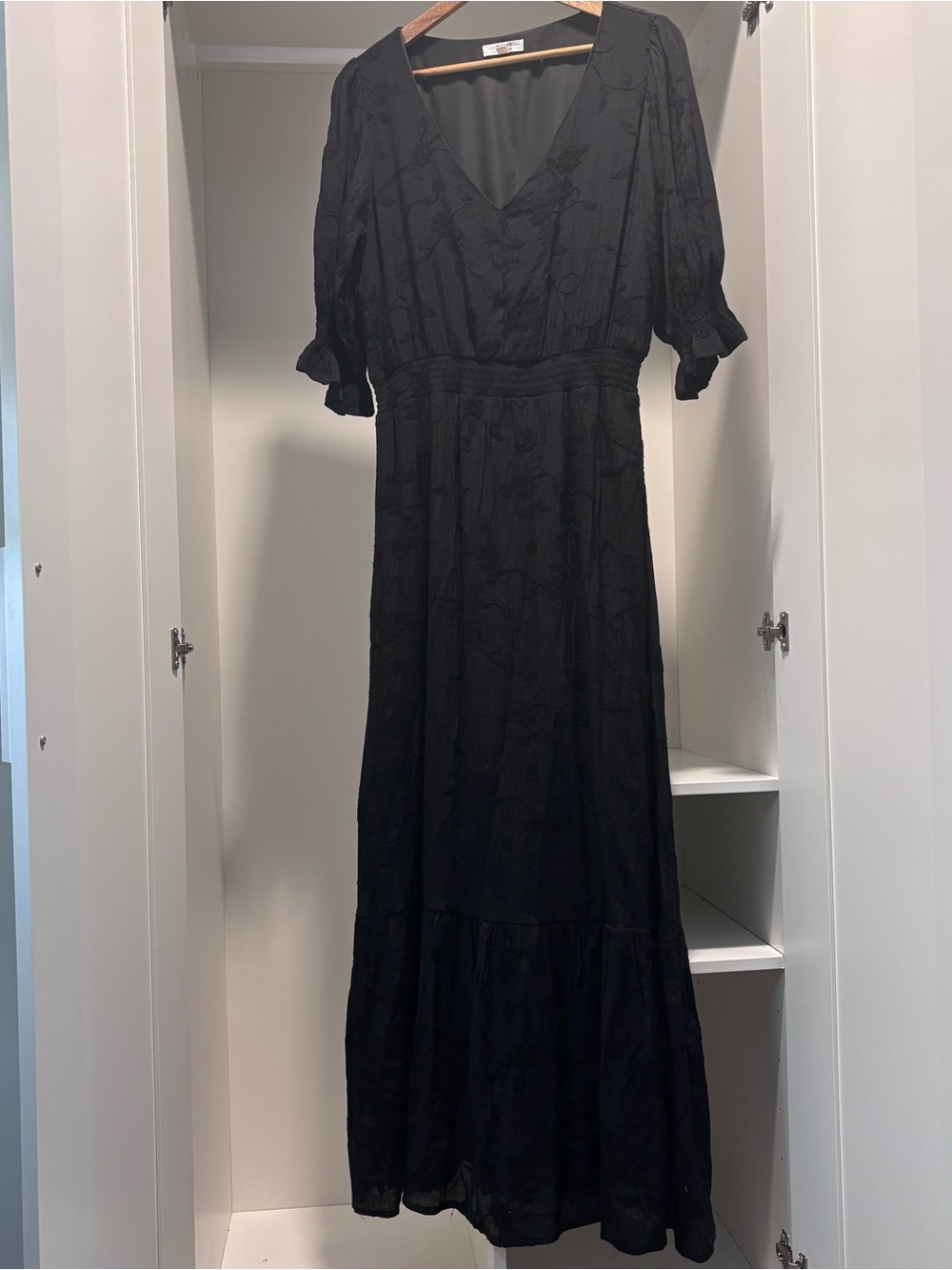BB Dakota by Steve Madden Hampton Embroidered Prairie Dress Black Maxi Size L
